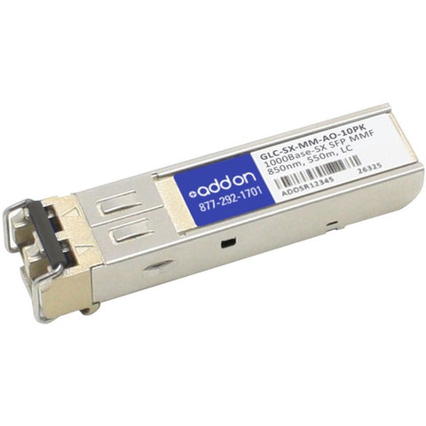 AddOn 10-Pack of Cisco GLC-SX-MM Compatible TAA Compliant 1000Base-SX SFP Transceiver (MMF, 850nm, 550m, LC) - SystemsDirect.com