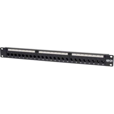 Tripp Lite 24-Port Cat6 Cat5 Patch Panel Feed Through Rackmount 568A-B RJ45 1URM TAA - SystemsDirect.com