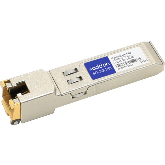 AddOn MSA and TAA Compliant 100/1000/10000Base-TX SFP+ Transceiver (Copper, 30m, RJ-45)