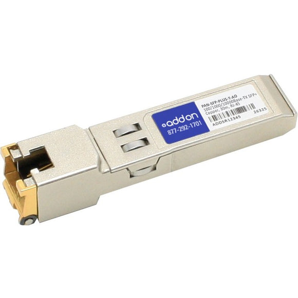 AddOn Palo Alto Networks PAN-SFP-PLUS-T Compatible TAA Compliant 100/1000/10000Base-TX SFP+ Transceiver (Copper, 30m, RJ-45)