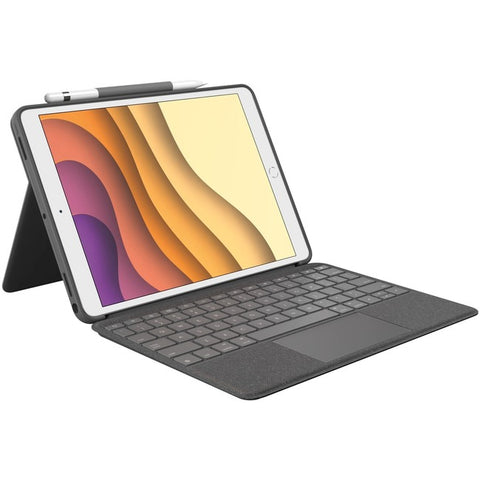 Logitech Combo Touch Keyboard/Cover Case Apple, Logitech iPad (7th Generation), iPad (9th Generation), iPad (8th Generation) Tablet - Graphite