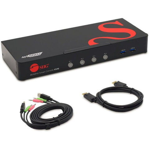 4 Port 4K 60HZ DisplayPort 1.2 KVM Switch with USB 3.0 and Multi-Media ports