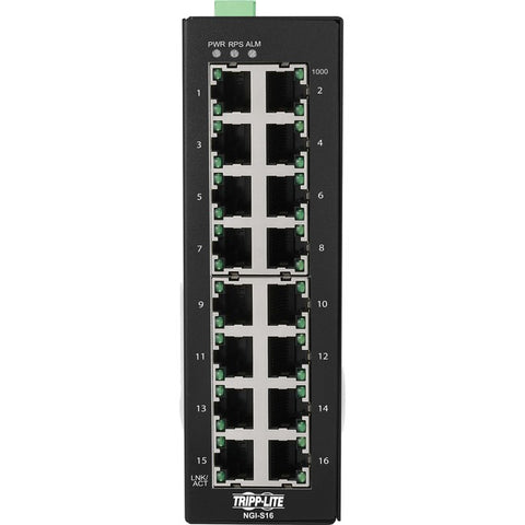 Tripp Lite 16-Port Lite Managed Industrial Gigabit Ethernet Switch - 10/100/1000 Mbps, -10° to 60°C, DIN Mount